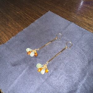 Zoe Chicco 18K Yellow Gold Earrings w/ Gemstones 5.1 Grams Stamped Italy 2.5in